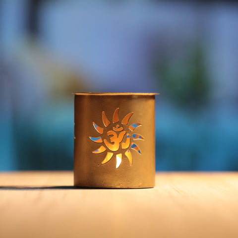 Tealight Holder Combo Set | Lotus & Om Shadow Metal Decor